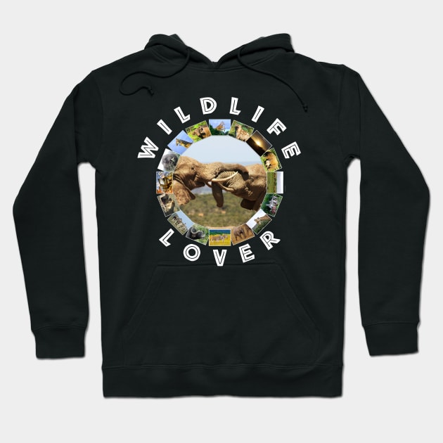 Wildlife Lover Elephant Tussle Hoodie by PathblazerStudios